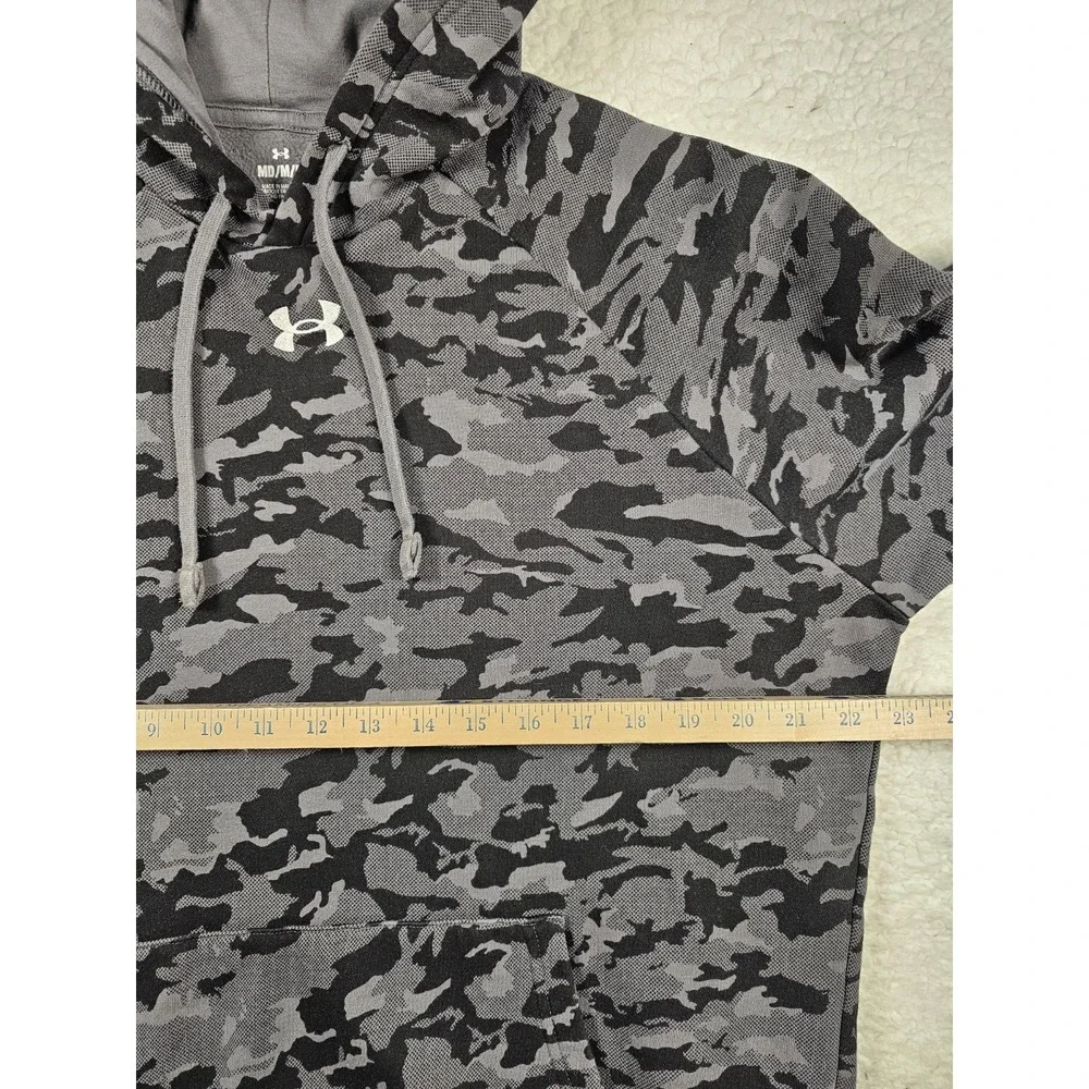 Under‎ Armour Mens Hoodie Rival Fleece Camo AOP HD Grey Black Long Sleeve Medium